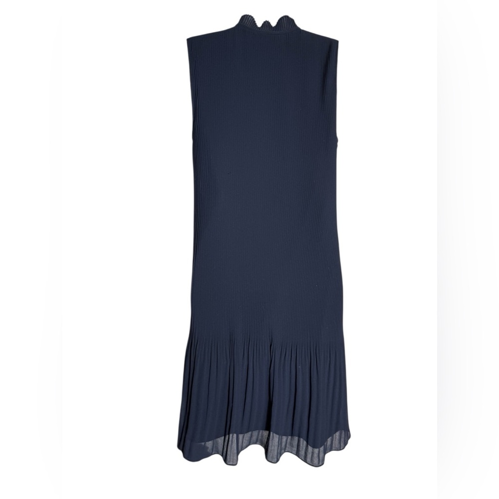DKNY Dress Size 8 Navy Blue Sleeveless Pleated Tie Neck Shift Dress PERFECT 💙 - Picture 8 of 10